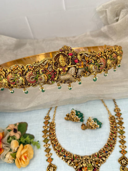 Royal Antique Enamel Work Full Bridal Necklace Set 0572 - Mahilas