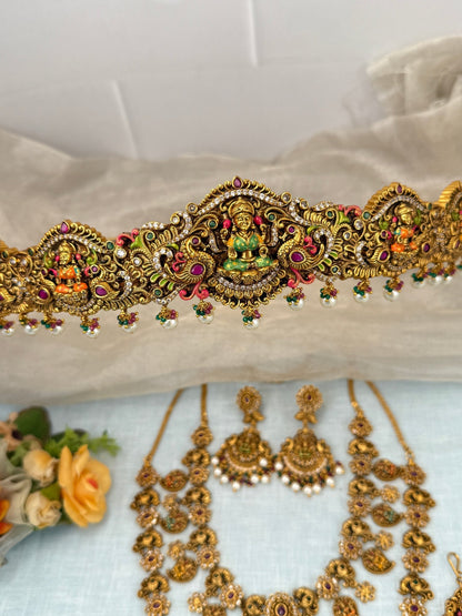 Royal Antique Enamel Work Full Bridal Necklace Set 0573 - Mahilas