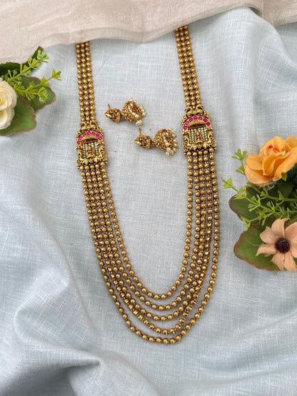 Royal Antique Gaja Lakshmi Multi Layer Long Haram Set 1169 - Mahilas