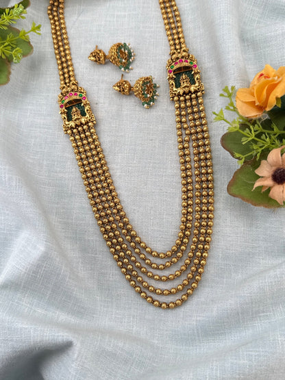 Royal Antique Gaja Lakshmi Multi Layer Long Haram Set 1170 - Mahilas
