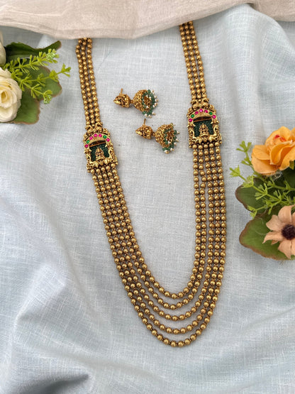 Royal Antique Gaja Lakshmi Multi Layer Long Haram Set 1170 - Mahilas