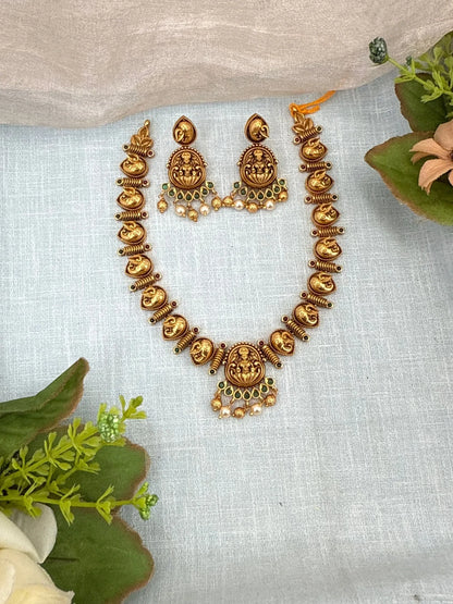 Royal Antique Gaja Lakshmi Short Necklace Set 0229 - Mahilas