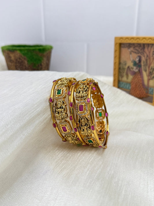 Royal Antique Gold and Temple Design Bangle Set 5107 - Mahilas