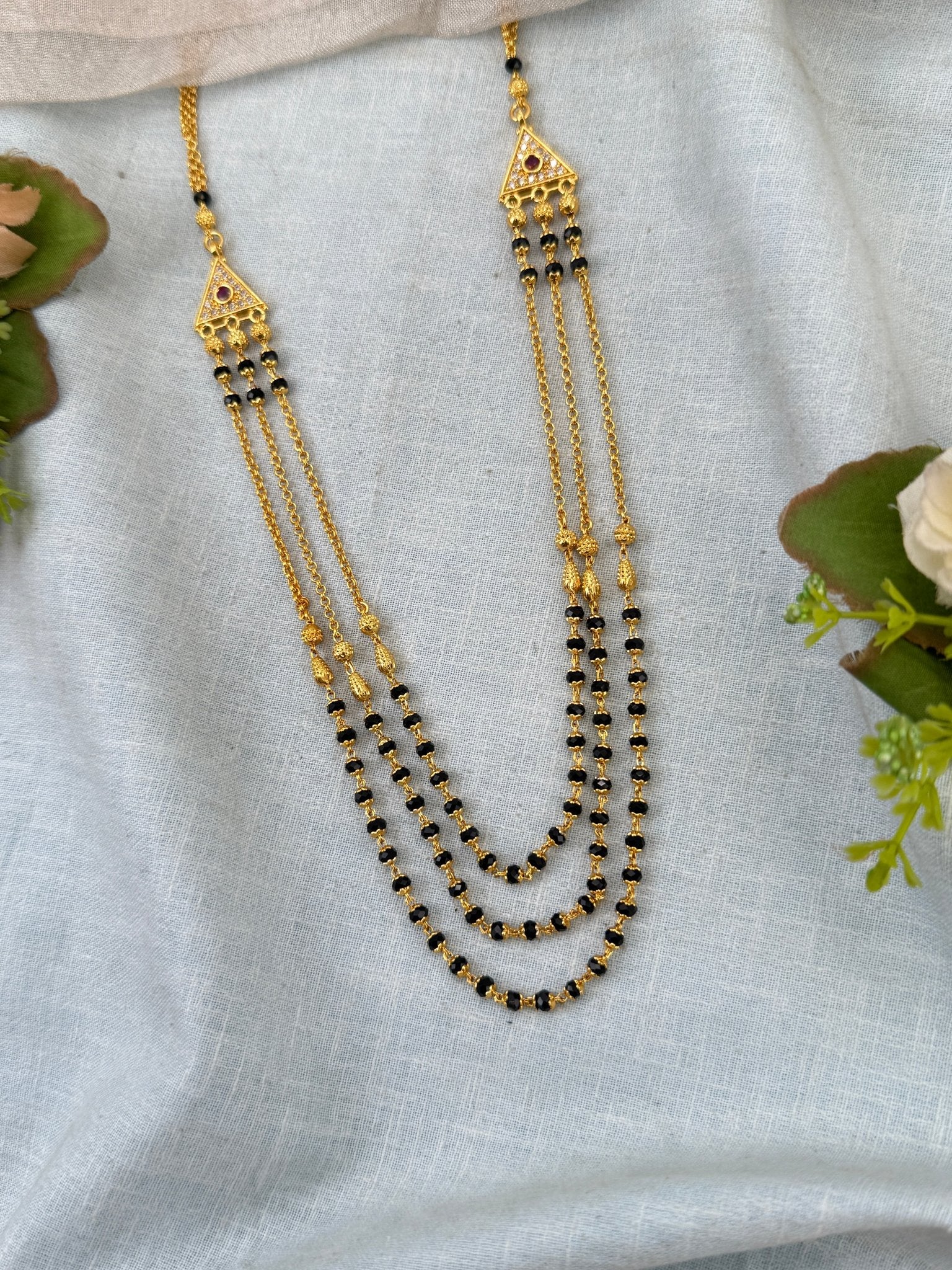 Royal Antique Gold Like Layer Mid Long Necklace Set 0985 - Mahilas