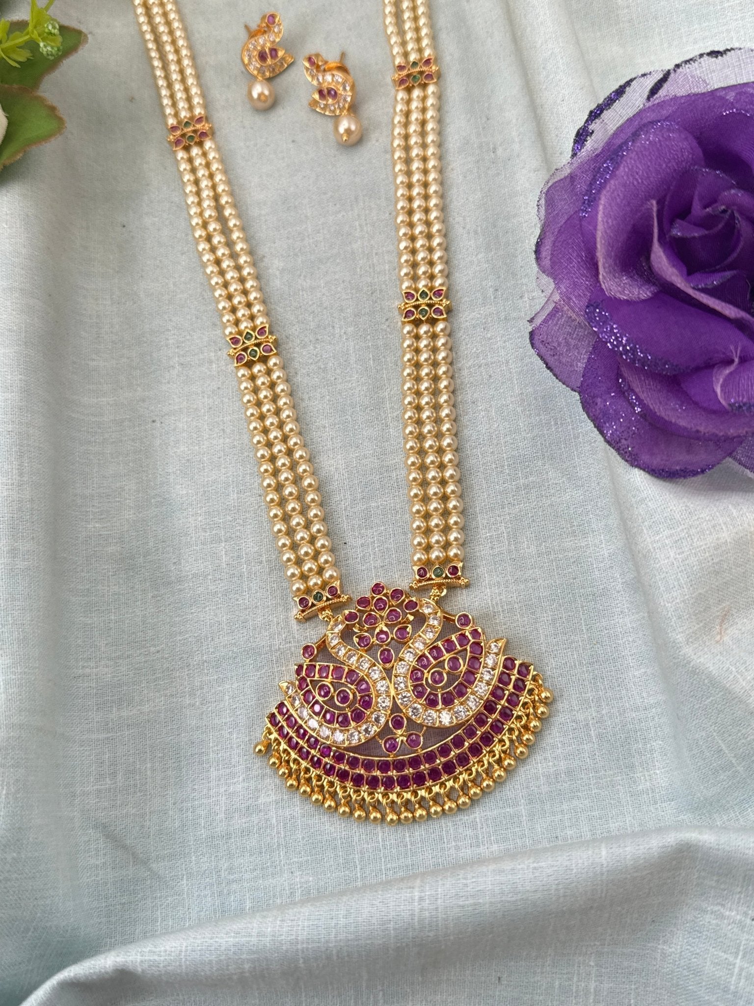 Royal Antique Gold Like Pendant Long Necklace Set 0998 - Mahilas
