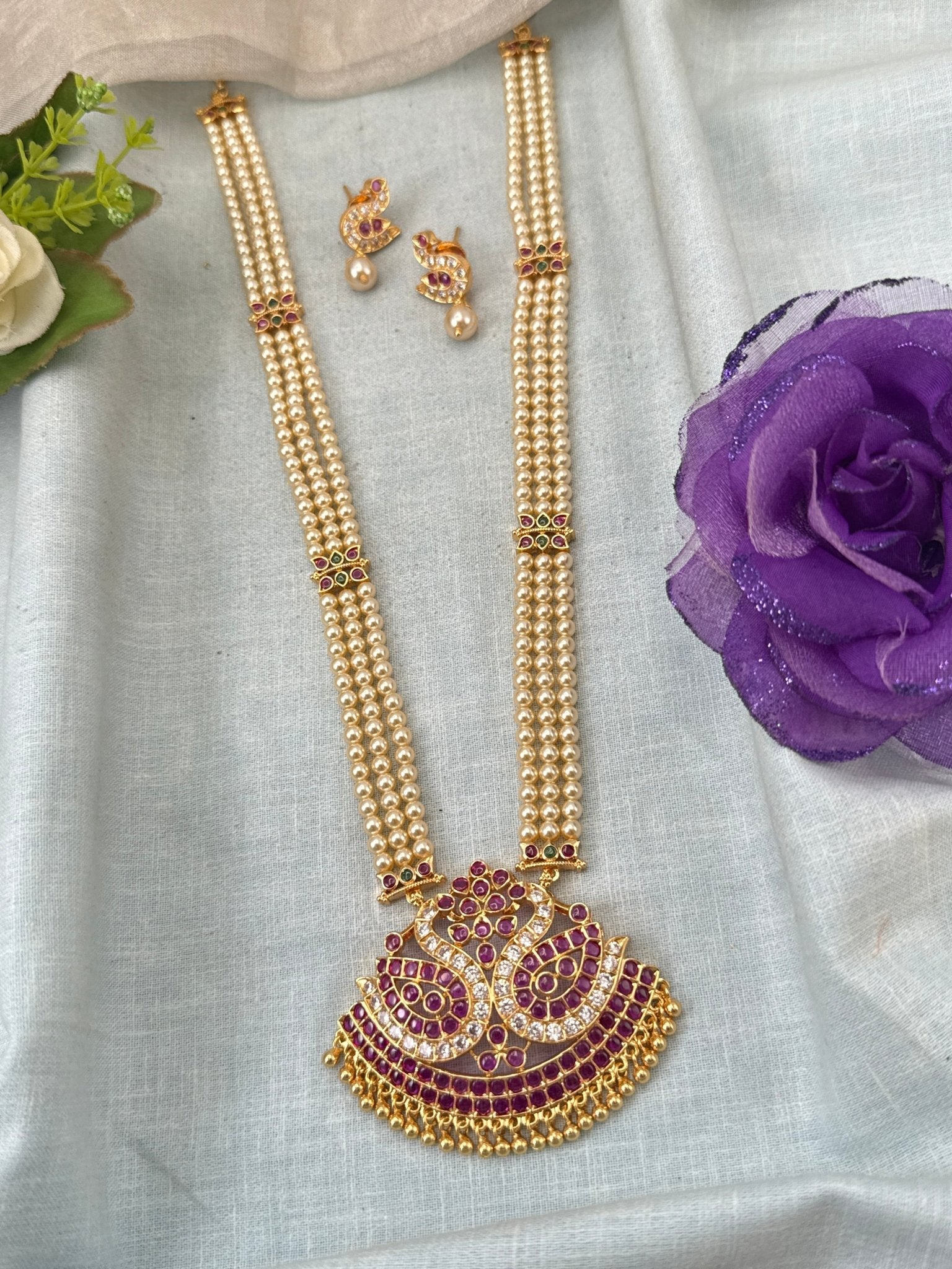 Royal Antique Gold Like Pendant Long Necklace Set 0998 - Mahilas