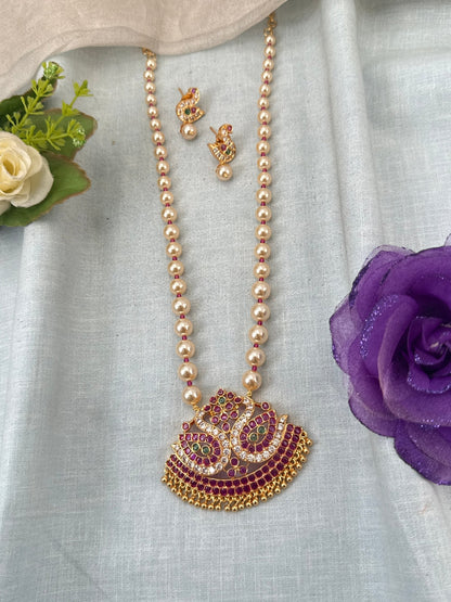 Royal Antique Gold Like Pendant Long Necklace Set 1001 - Mahilas