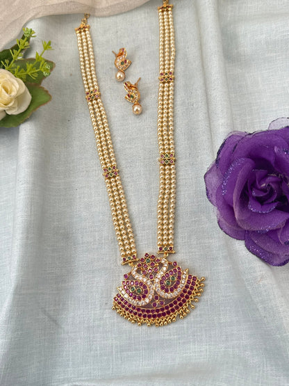 Royal Antique Gold Like Pendant Long Necklace Set 1003 - Mahilas