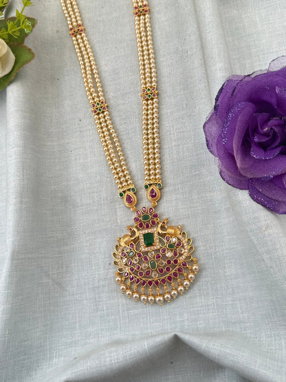 Royal Antique Gold Like Pendant Long Necklace Set 1004 - Mahilas