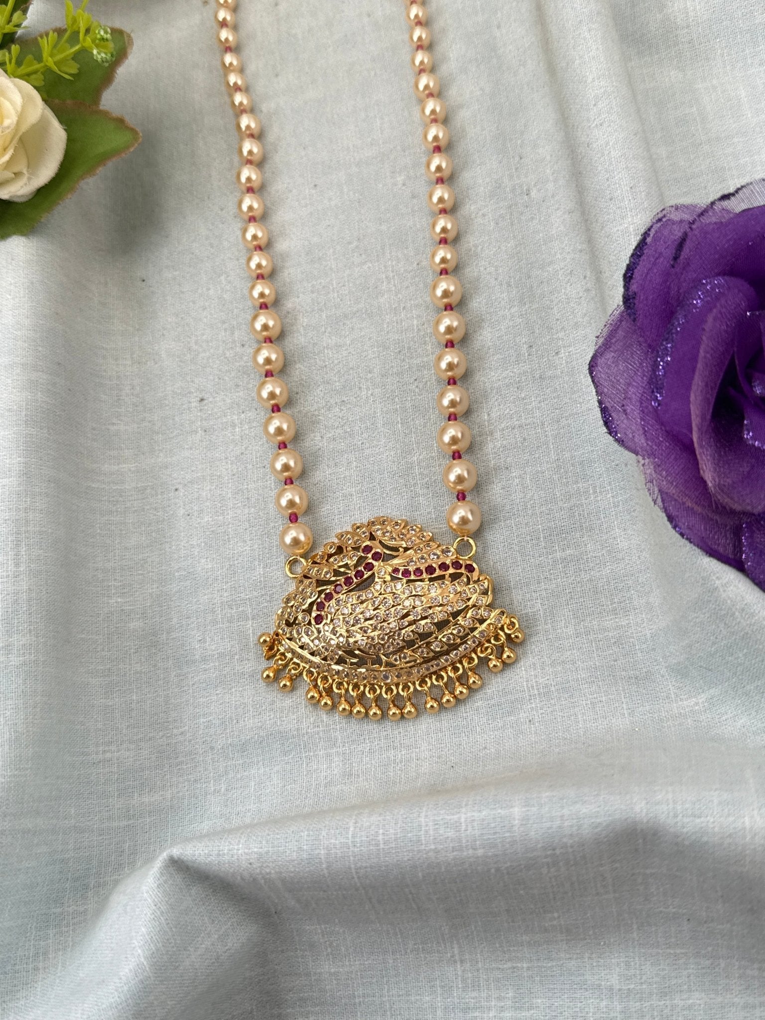 Royal Antique Gold Like Pendant Long Necklace Set 1005 - Mahilas