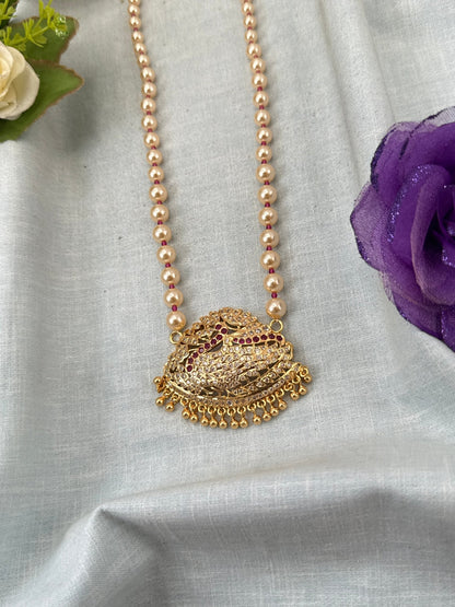 Royal Antique Gold Like Pendant Long Necklace Set 1005 - Mahilas