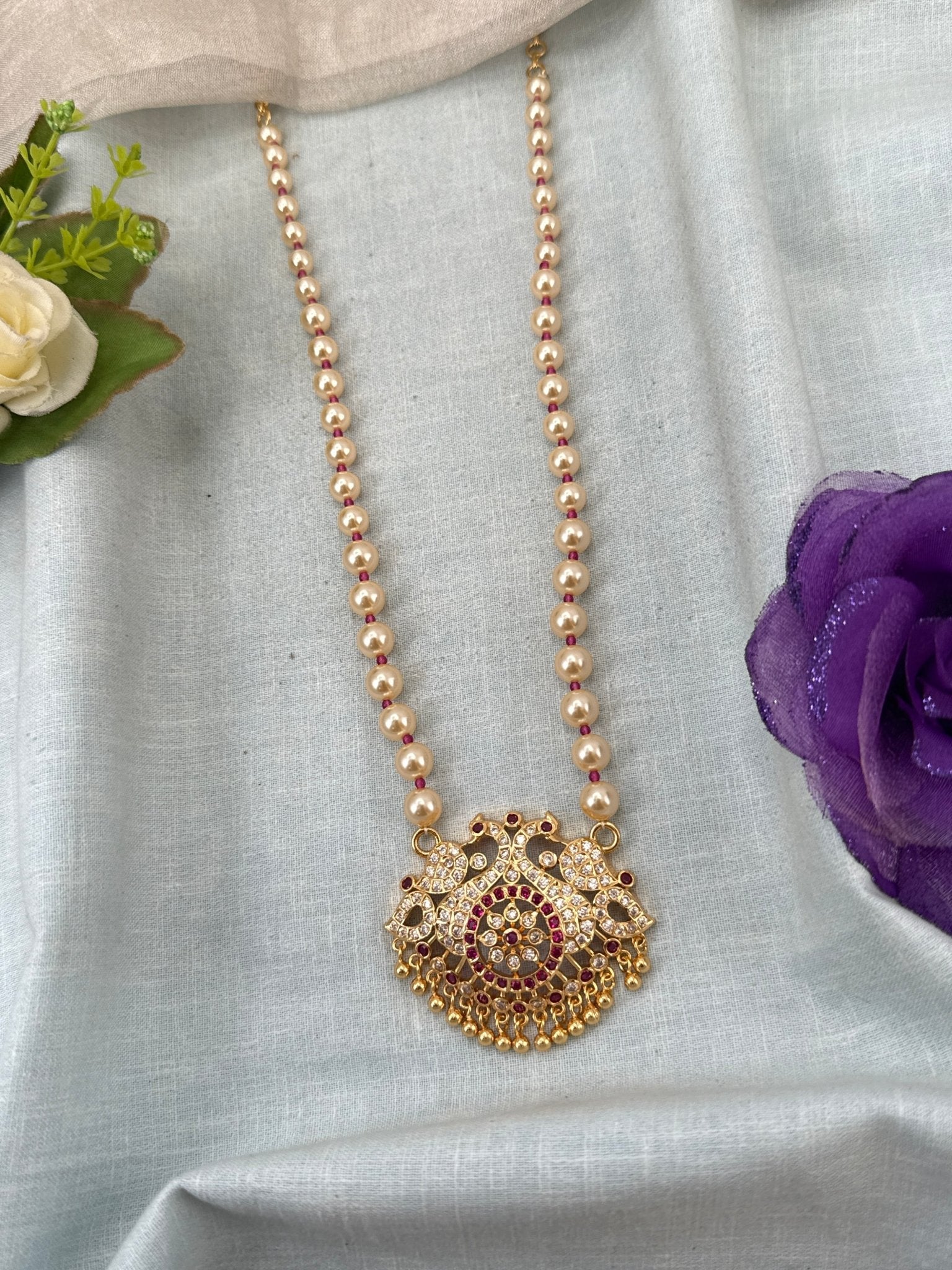 Royal Antique Gold Like Pendant Long Necklace Set 1006 - Mahilas