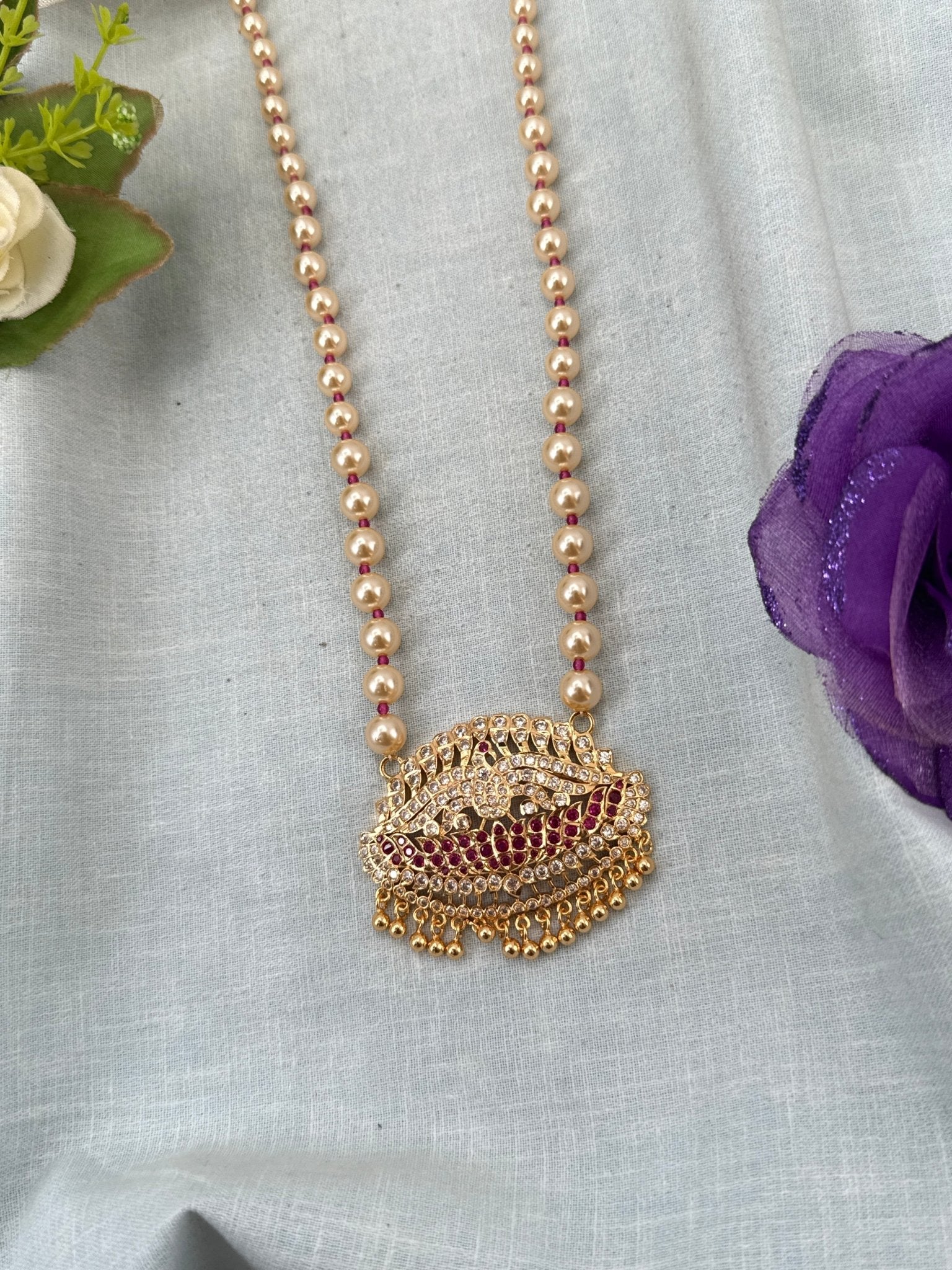 Royal Antique Gold Like Pendant Long Necklace Set 1008 - Mahilas