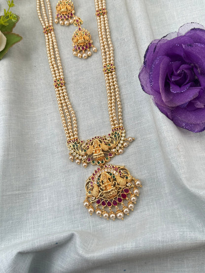 Royal Antique Gold Like Pendant Long Necklace Set 1009 - Mahilas