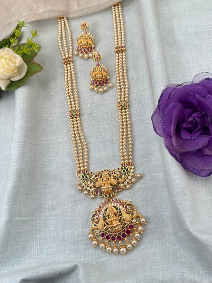 Royal Antique Gold Like Pendant Long Necklace Set 1009 - Mahilas