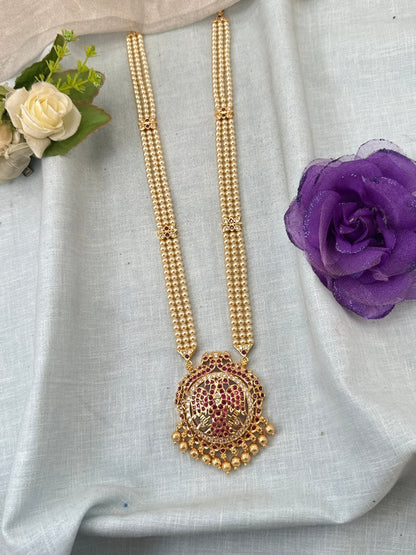 Royal Antique Gold Like Pendant Long Necklace Set 1011 - Mahilas