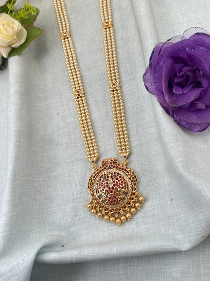 Royal Antique Gold Like Pendant Long Necklace Set 1011 - Mahilas