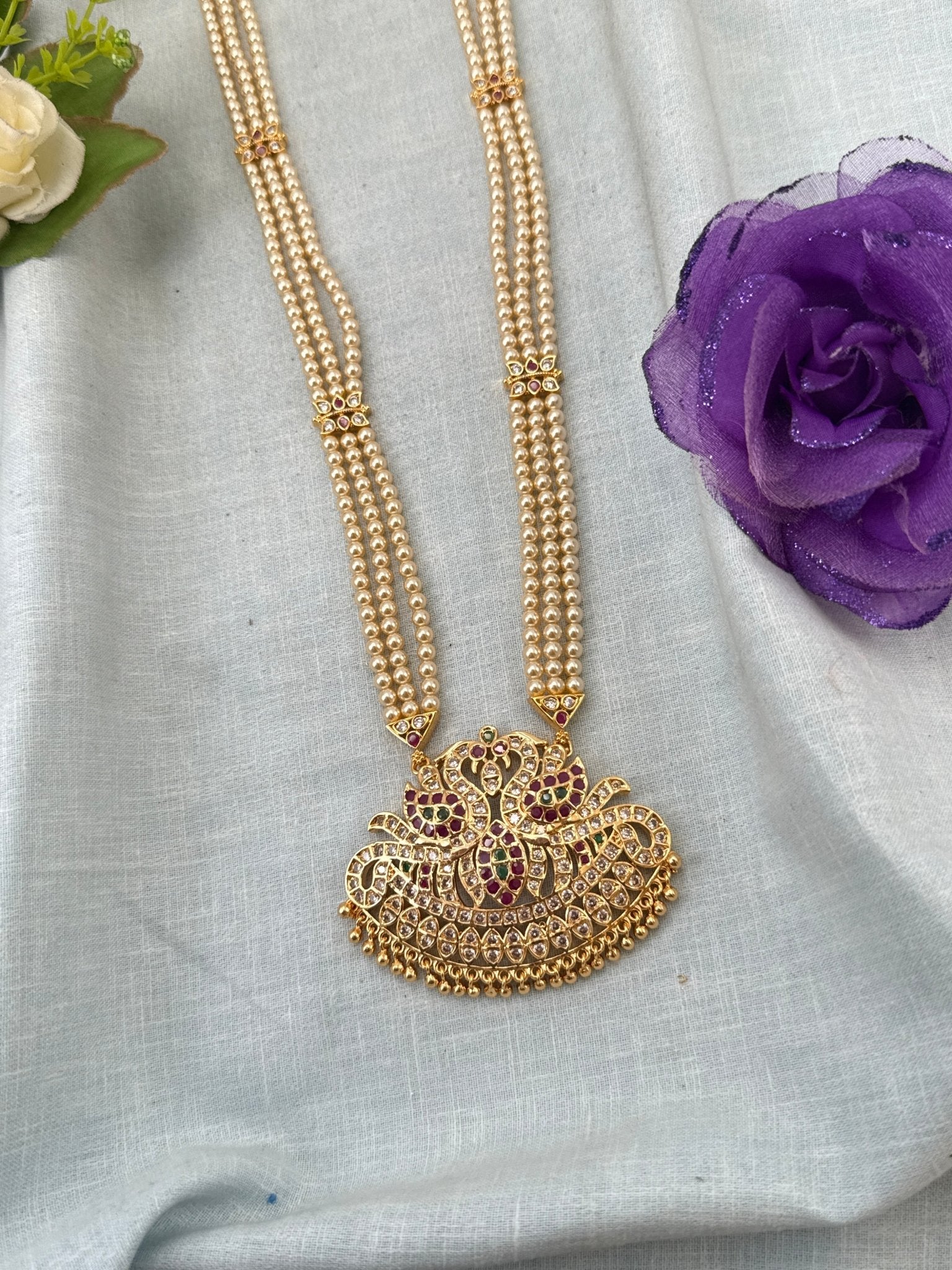 Royal Antique Gold Like Pendant Long Necklace Set 1012 - Mahilas