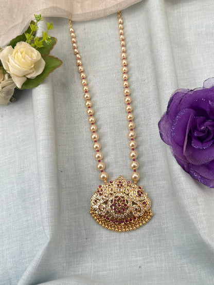 Royal Antique Gold Like Pendant Long Necklace Set 1014 - Mahilas