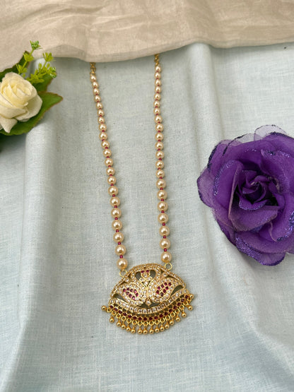 Royal Antique Gold Like Pendant Long Necklace Set 1015 - Mahilas