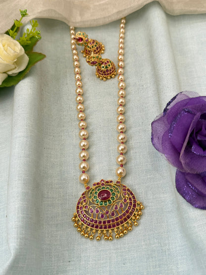 Royal Antique Gold Like Pendant Long Necklace Set 1016 - Mahilas