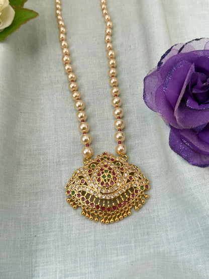 Royal Antique Gold Like Pendant Long Necklace Set 1017 - Mahilas