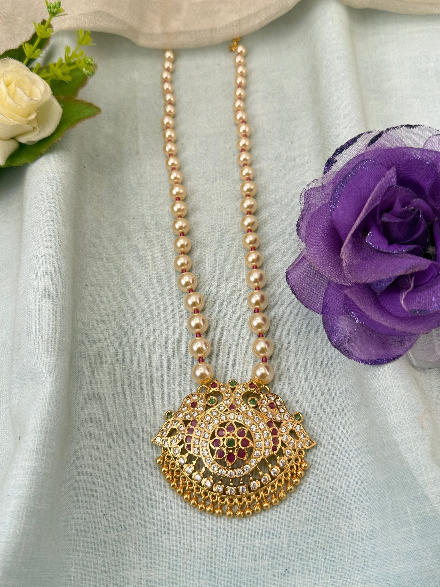 Royal Antique Gold Like Pendant Long Necklace Set 1021 - Mahilas