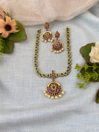 Royal Antique Gold Like Short Necklace Set 0960 - Mahilas