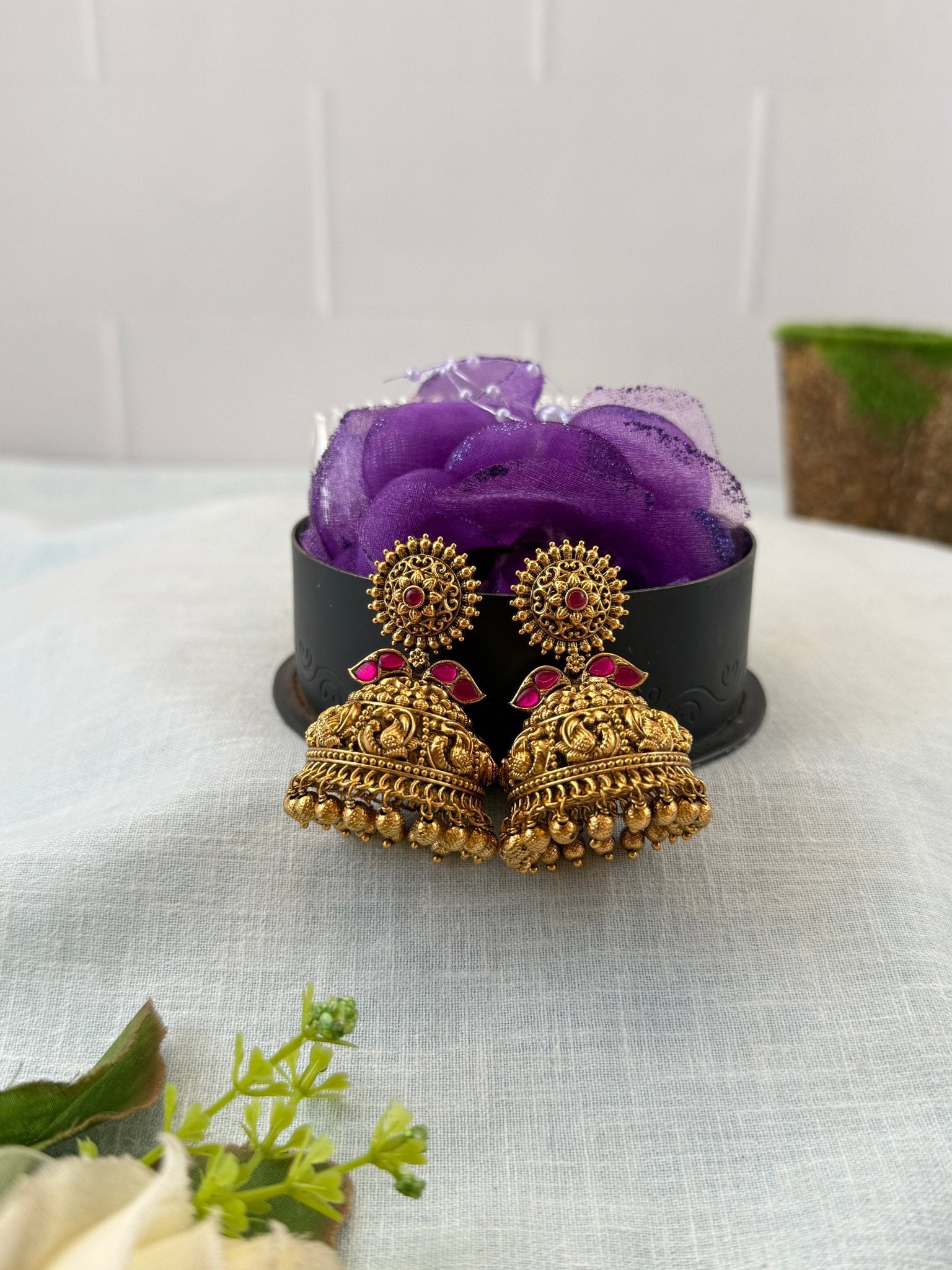 Royal Antique Grand Jhumka Earrings 1156 - Mahilas