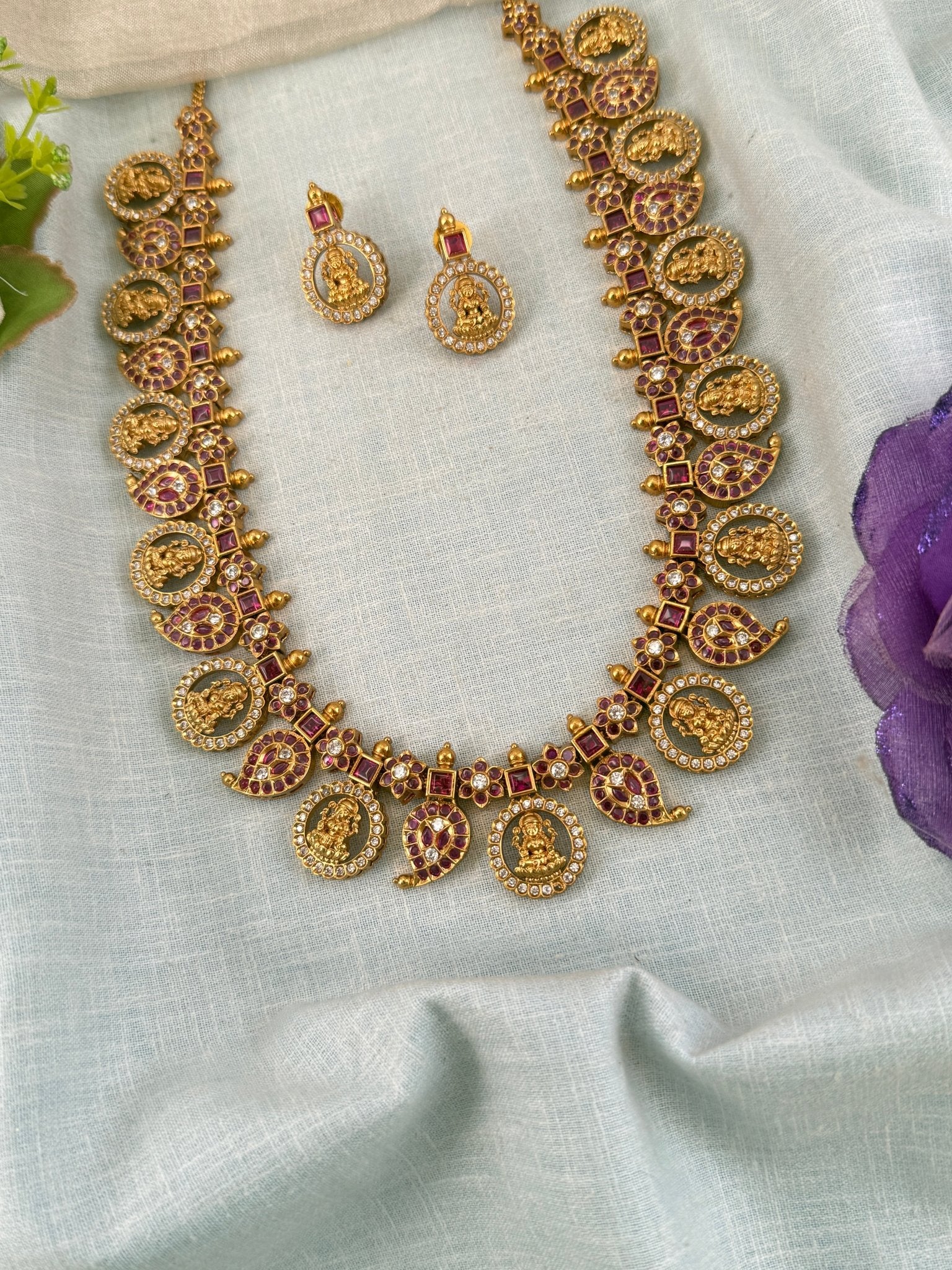 Royal Antique Grand Mango Mid-Long Necklace Set 1239 - Mahilas