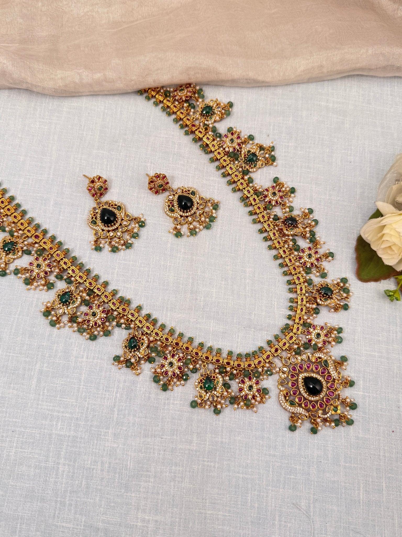 Royal Antique Guttapusalu Mid Long Necklace Set 758 - Mahilas