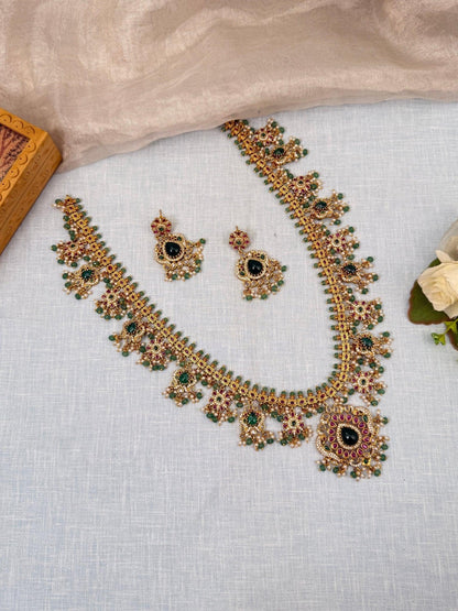 Royal Antique Guttapusalu Mid Long Necklace Set 758 - Mahilas