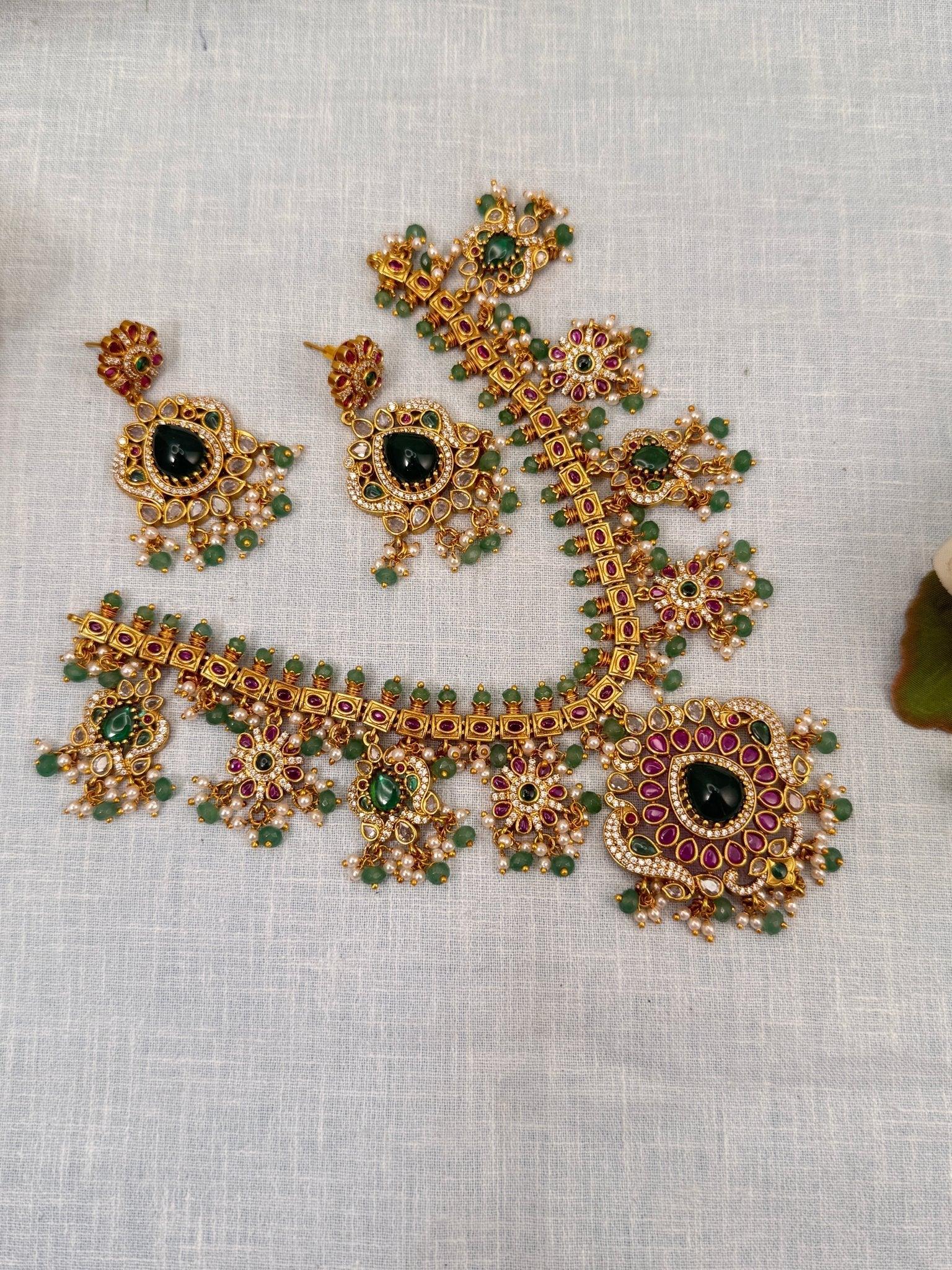 Royal Antique Guttapusalu Short Necklace Set 763 - Mahilas