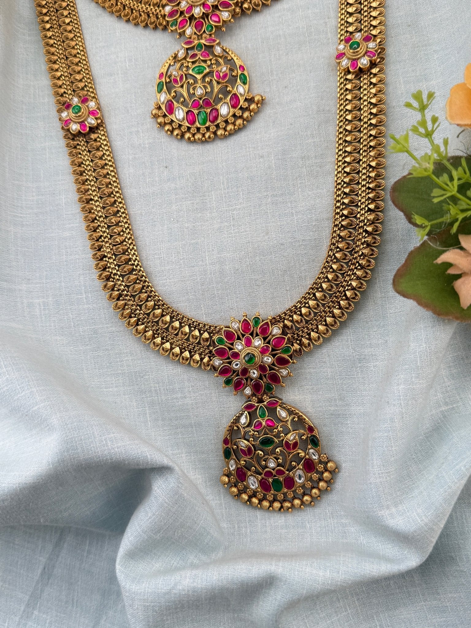 Royal Antique Jadau Bridal Necklace Set 1148 - Mahilas