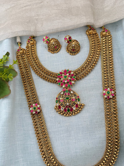 Royal Antique Jadau Bridal Necklace Set 1148 - Mahilas