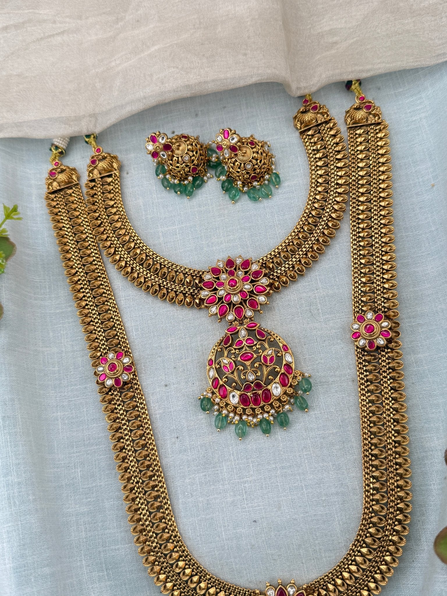 Royal Antique Jadau Bridal Necklace Set 1150 - Mahilas