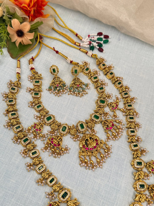 Royal Antique Jadau Guttapusalu Necklace Set 802 - Mahilas