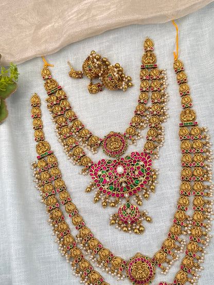 Royal Antique Jadau Kundan Semi Bridal Necklace Set 0686 - Mahilas