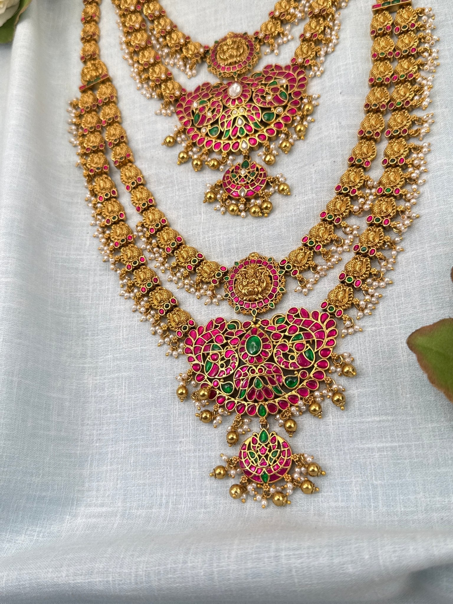 Royal Antique Jadau Kundan Semi Bridal Necklace Set 0686 - Mahilas