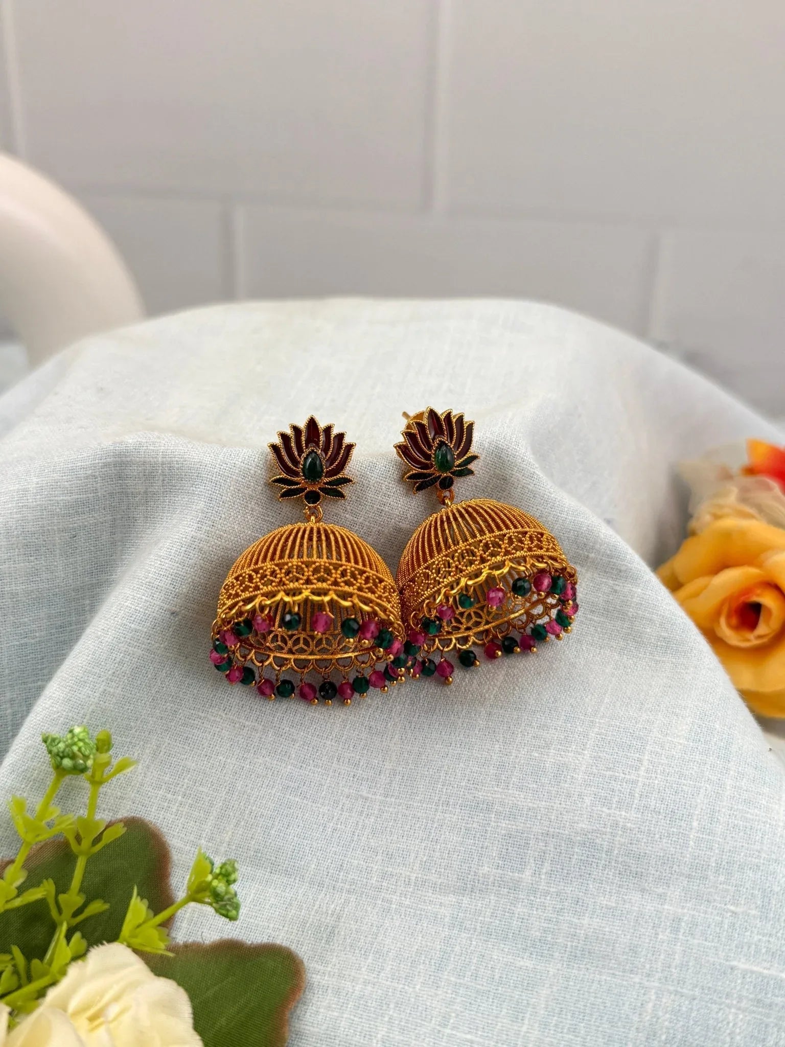Royal Antique Jhumka Earring 0393 - Mahilas