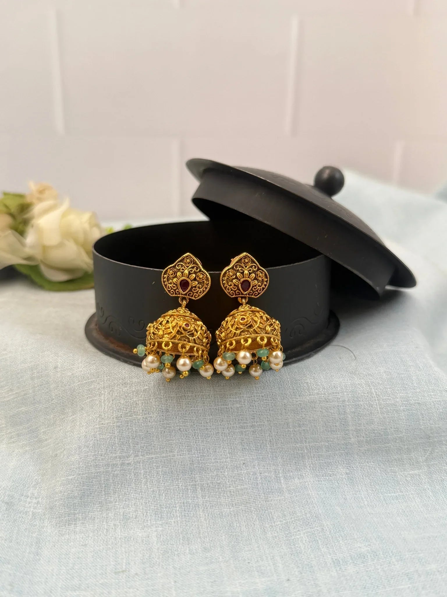 Royal Antique Jhumka Earrings 0639 - Mahilas