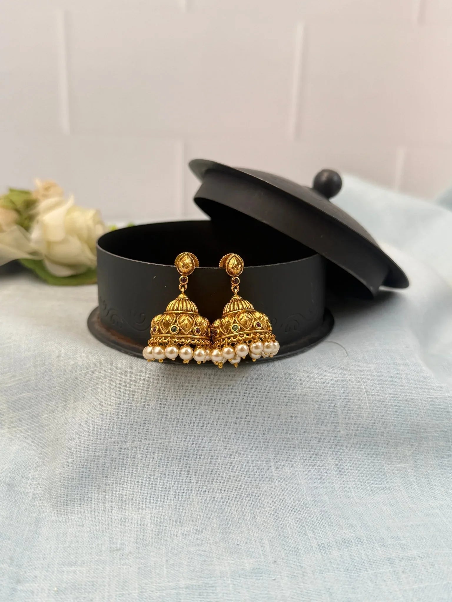 Royal Antique Jhumka Earrings 0640 - Mahilas