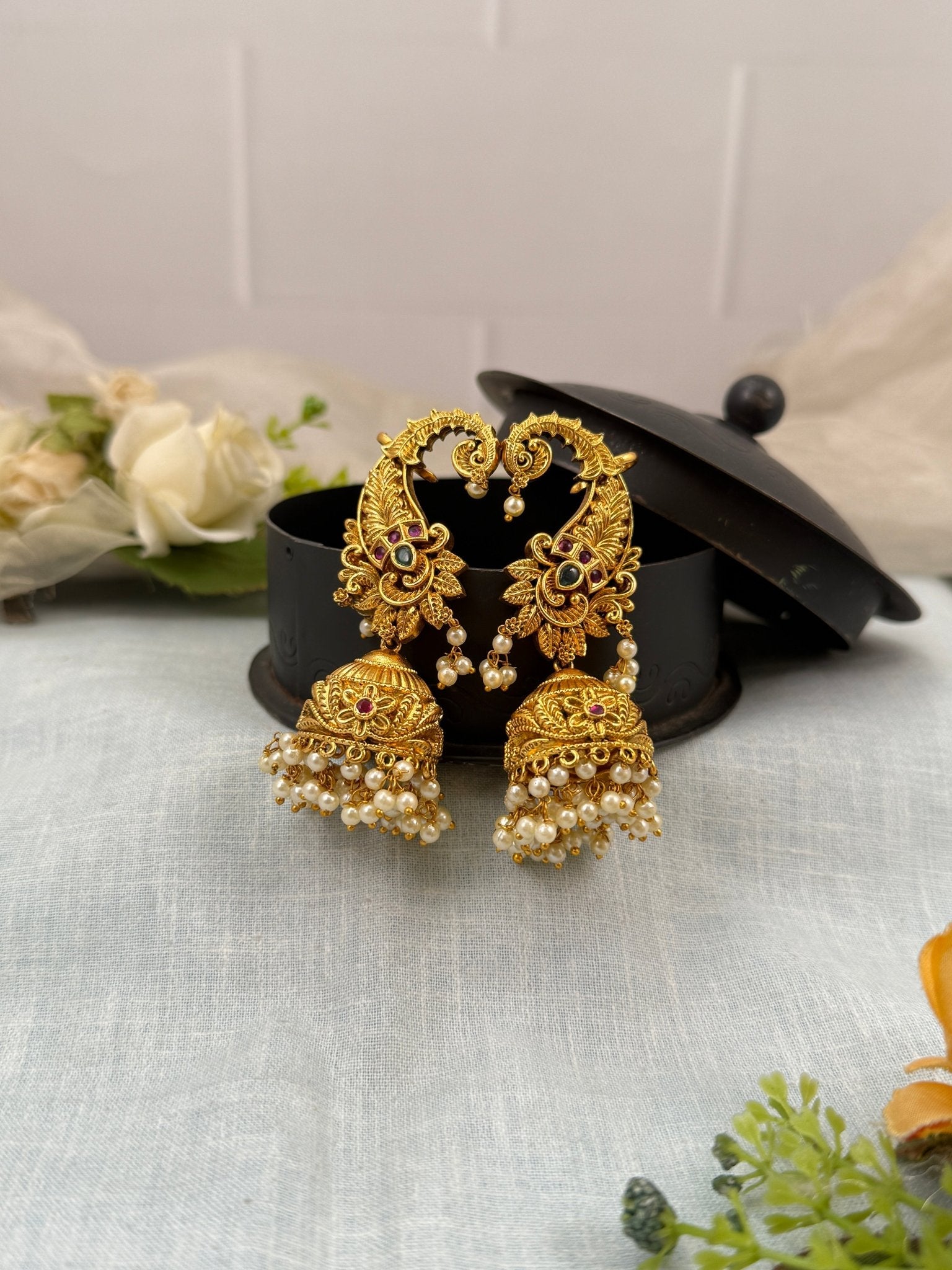 Royal Antique Jhumka Earrings 0788 - Mahilas