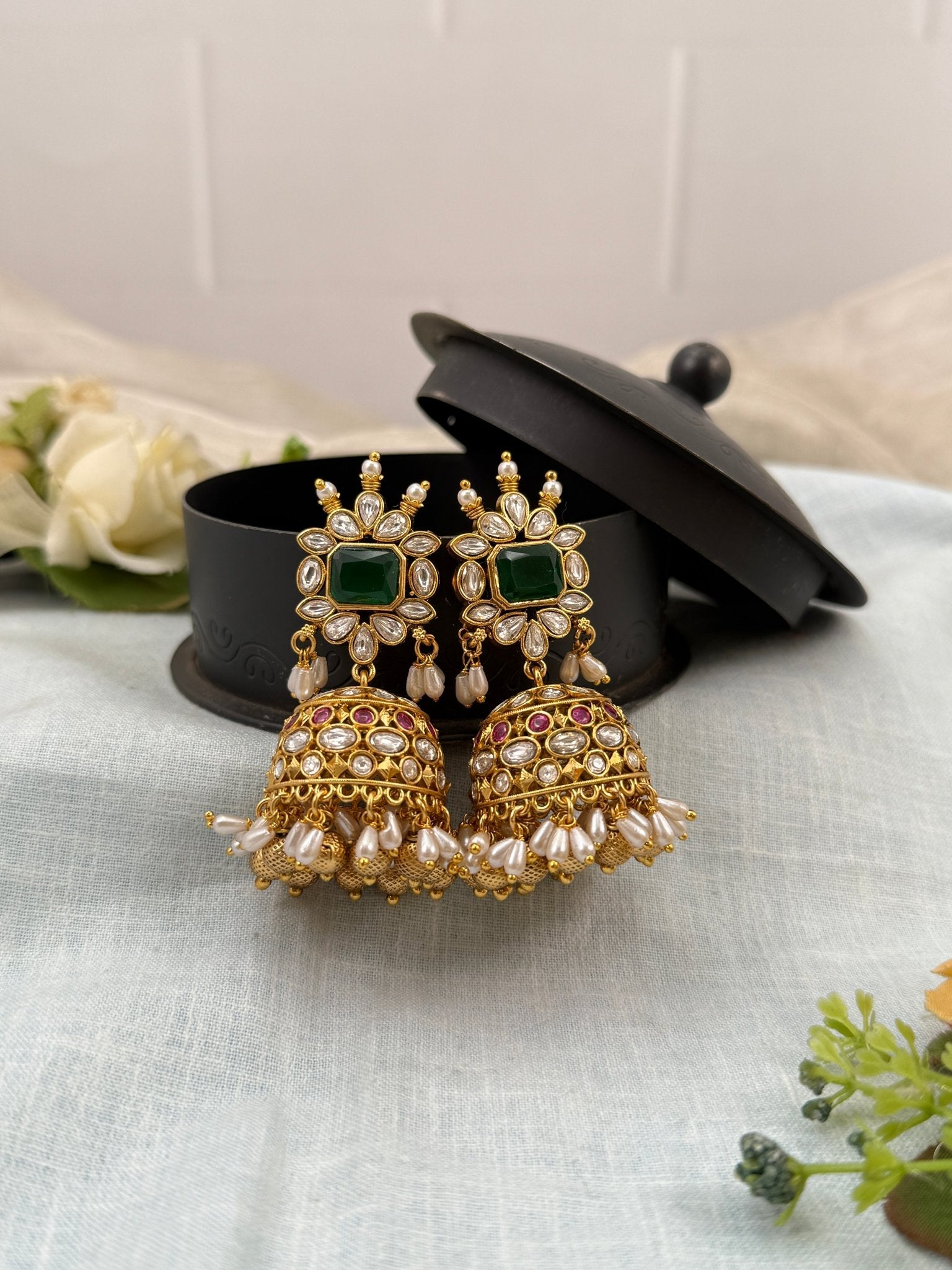 Royal Antique Jhumka Earrings 0797 - Mahilas