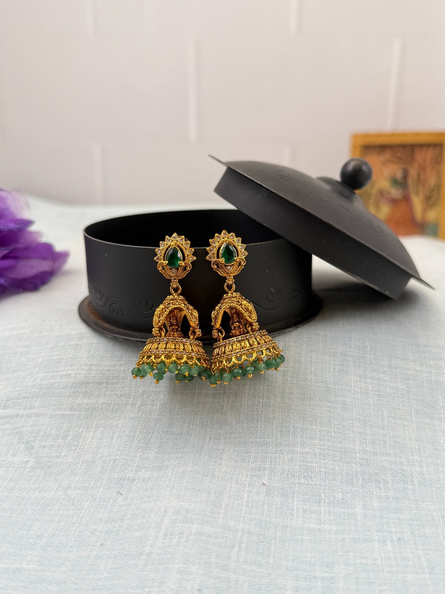 Royal Antique Jhumka Earrings 0860 - Mahilas