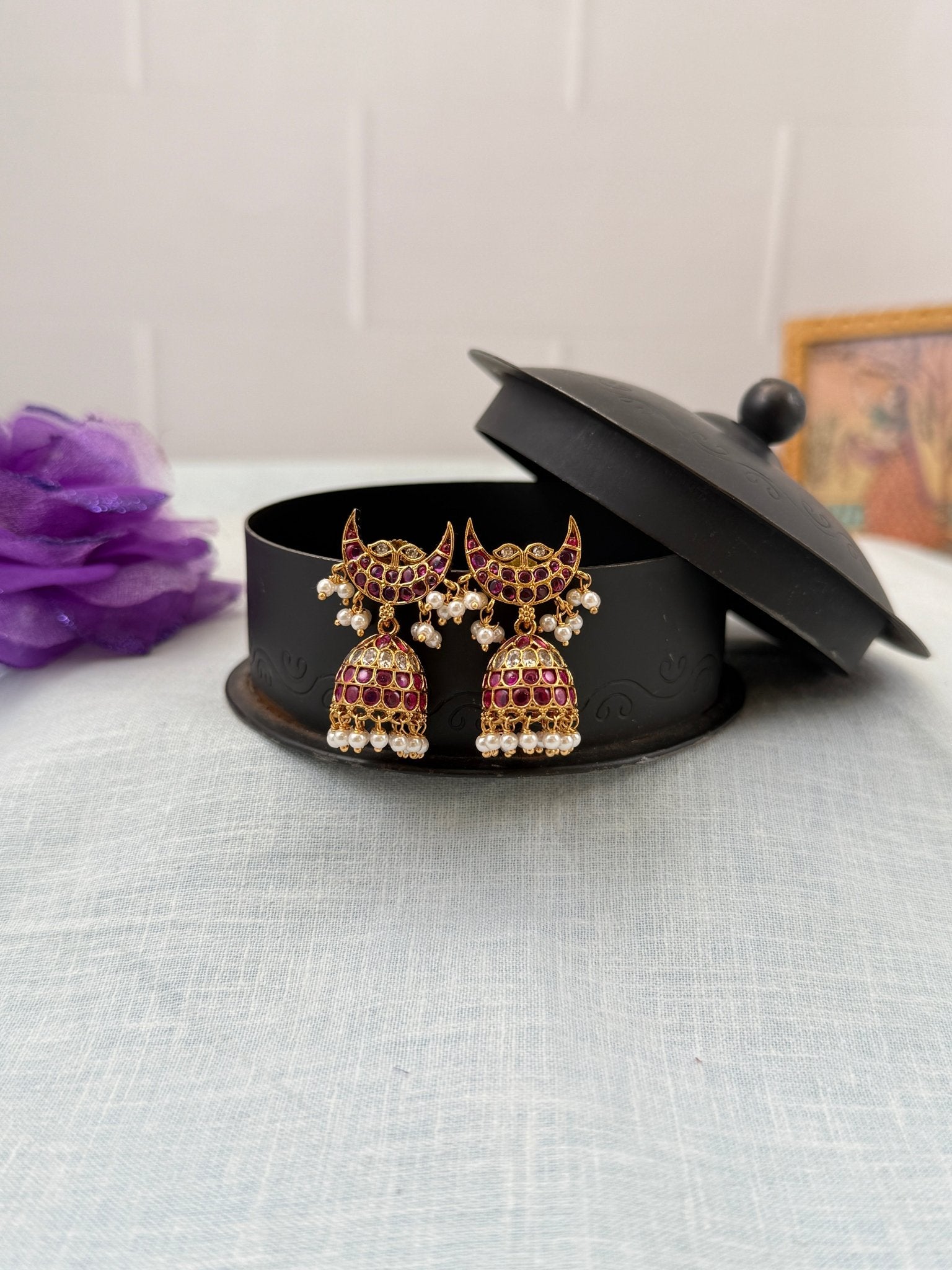 Royal Antique Jhumka Earrings 0865 - Mahilas