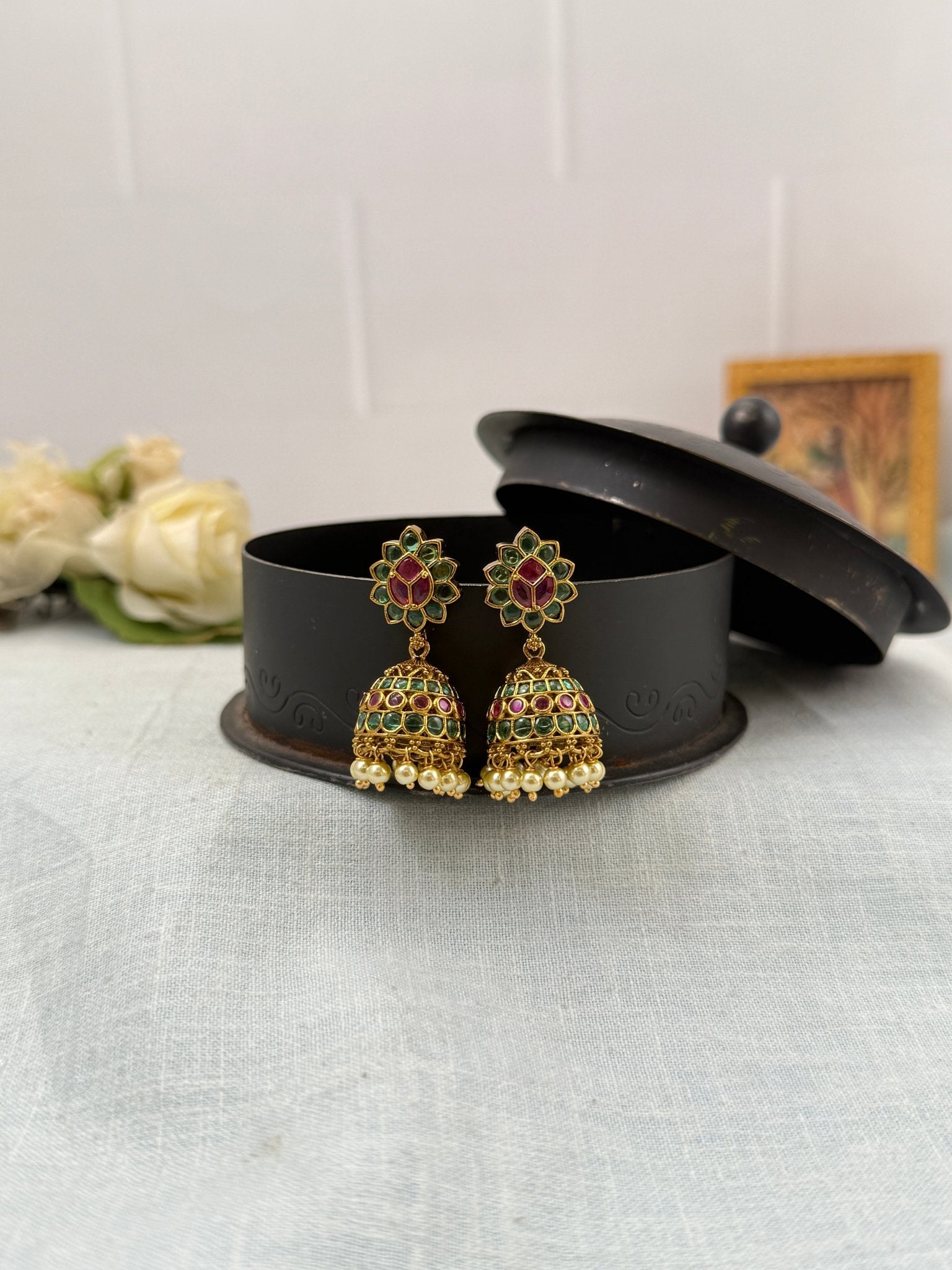 Royal Antique Jhumka Earrings 0888 - Mahilas