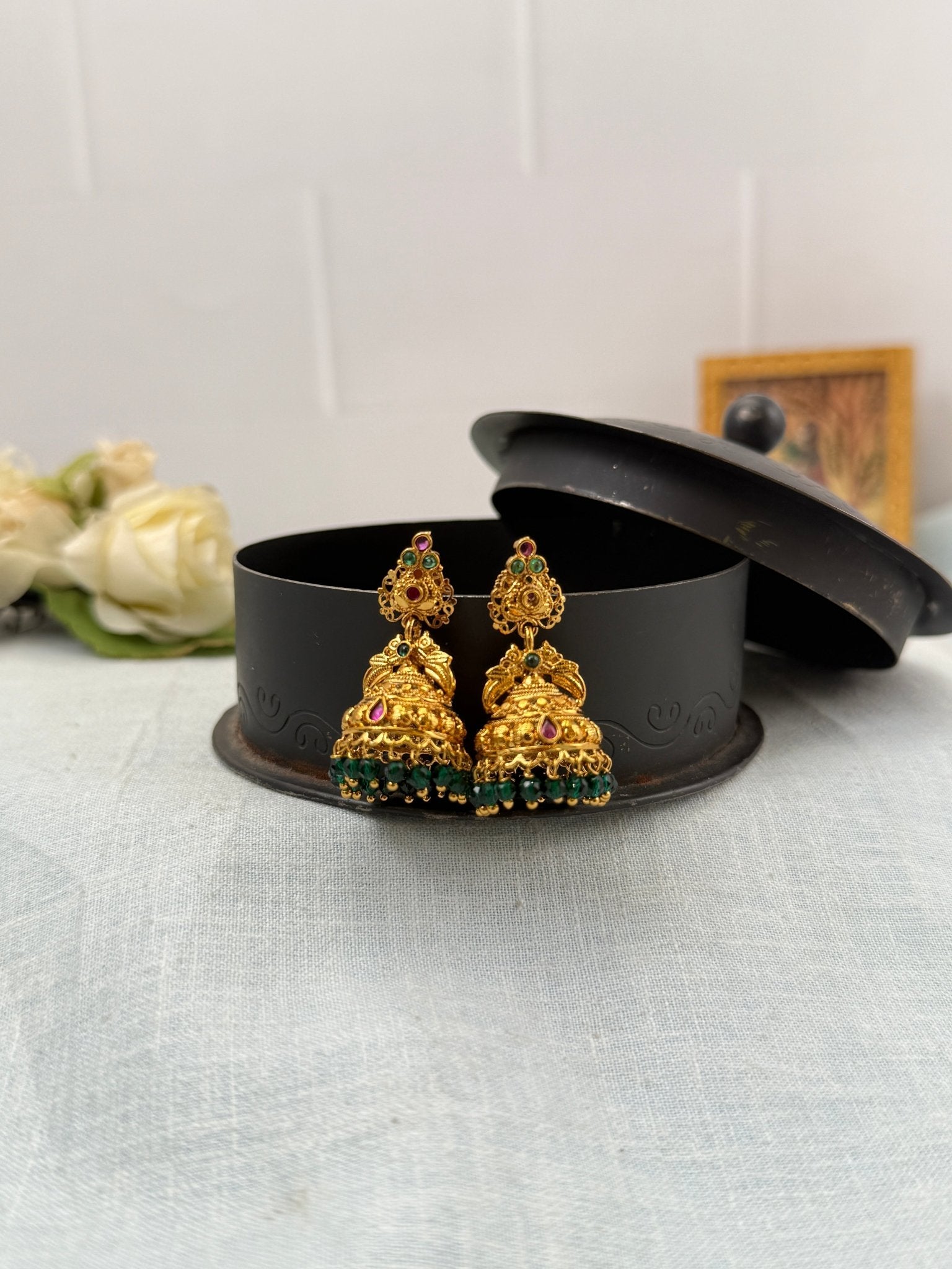 Royal Antique Jhumka Earrings 0890 - Mahilas