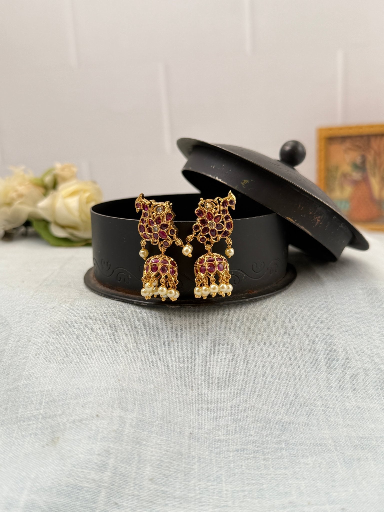 Royal Antique Jhumka Earrings 0892 - Mahilas