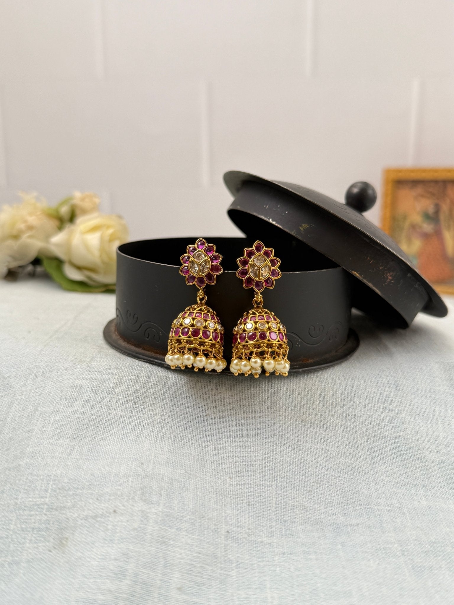 Royal Antique Jhumka Earrings 0893 - Mahilas